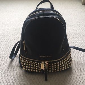 Michael Kors black leather backpack